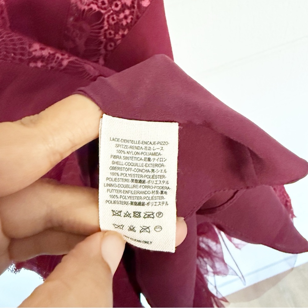 EUC Free People Dove Lace Sleeveless Mini Dress in Rich Berry Color Size 6 - Picture 8 of 11